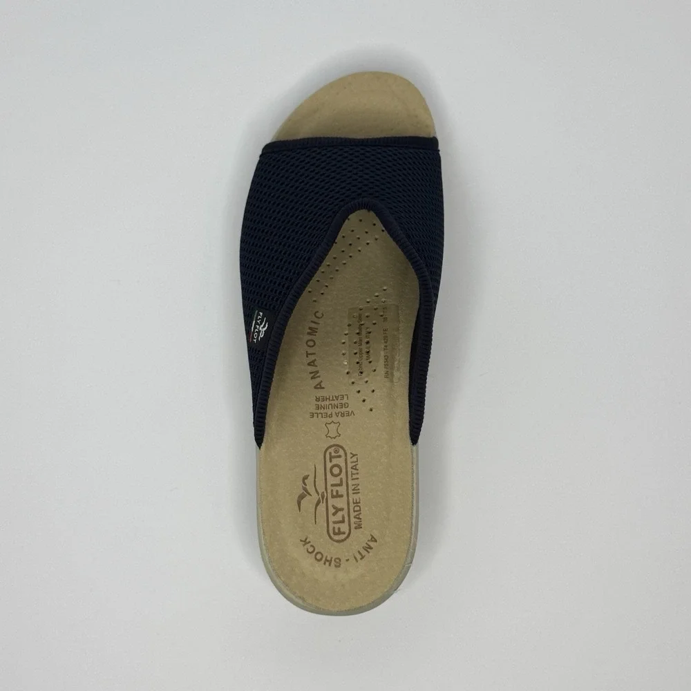 Fly Flot Made in Italy Anatomical Comfort Slide Sandals Navy Mesh EU 38 US 7.5